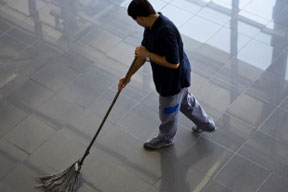 mopping a floor